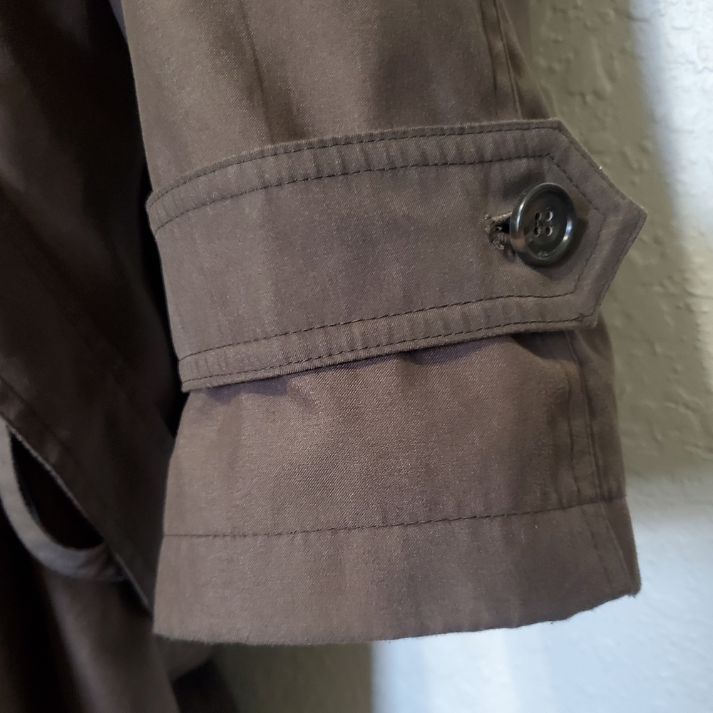 Vintage 1980s Misty Harbor Double Breasted Wool Blend Trench Coat Brown 40S - Picture 3 of 15